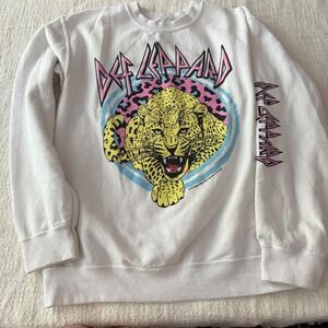 American Classics Def Leppard Graphic Sweatshirt White Small Band Logo Sleeve